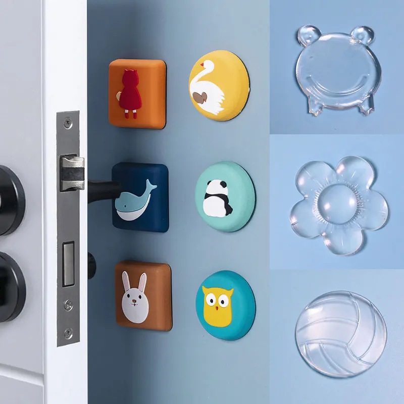 

Cute Mute Door Stoppers Wall Protection Safety Shock Absorber Door Handle Bumpers Security Waterable Transparent Wall Protectors