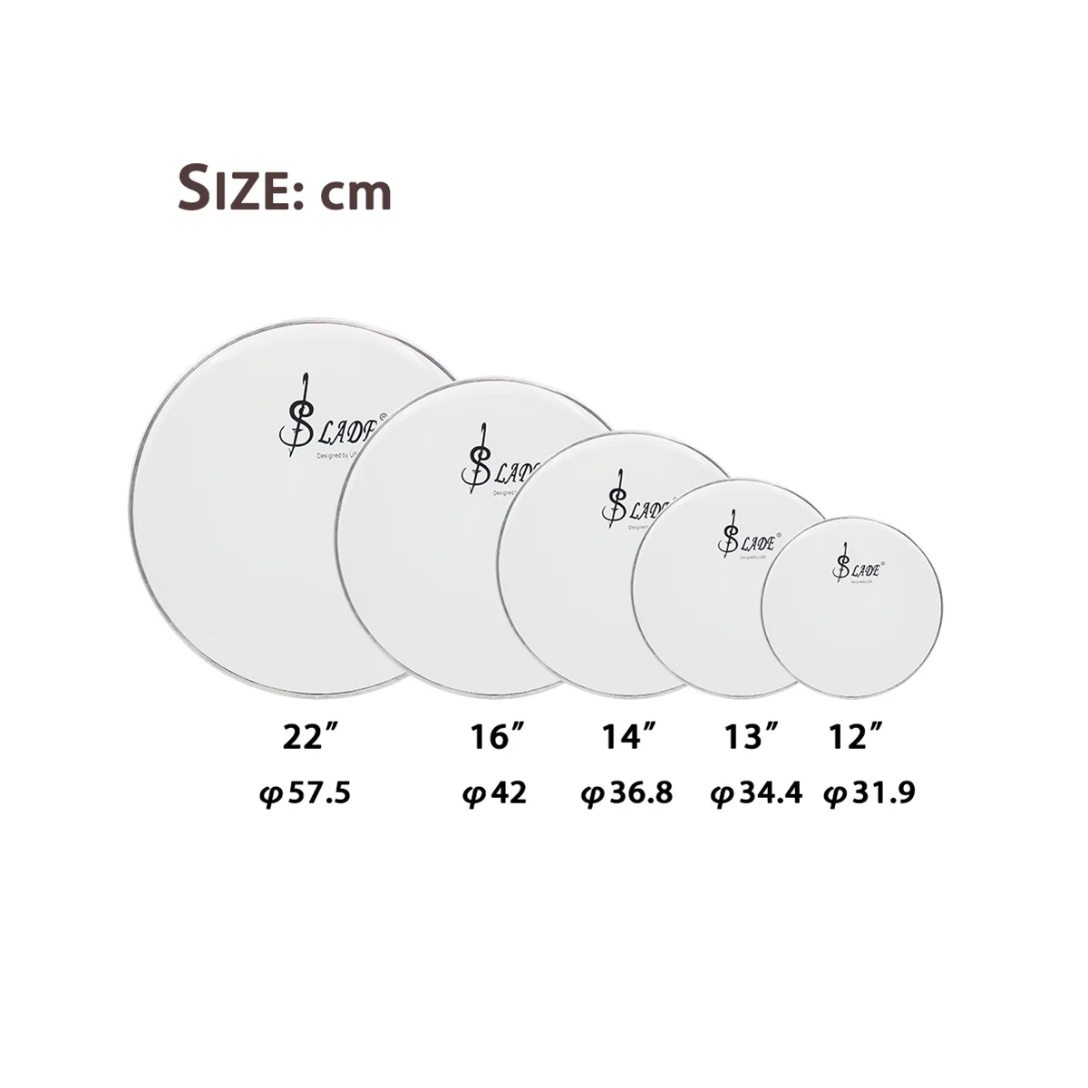 Белая барабанная кожа LADE пять барабанных комплектов из полиэстера
