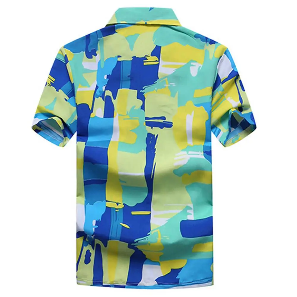 

Модная повседневная мужская рубашка, мужские Гавайские Красочные Пляжные рубашки с принтом и коротким рукавом, гавайская рубашка