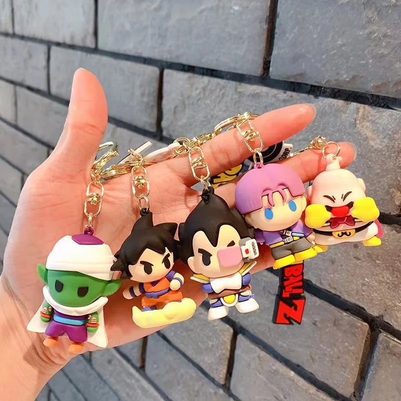 

Anime Dragon Ball Keychain PVC Cartoon Figures Trunks Son Goku Piccolo Buu Vegeta Action Figure Key Chain Keyring Bag Pendant