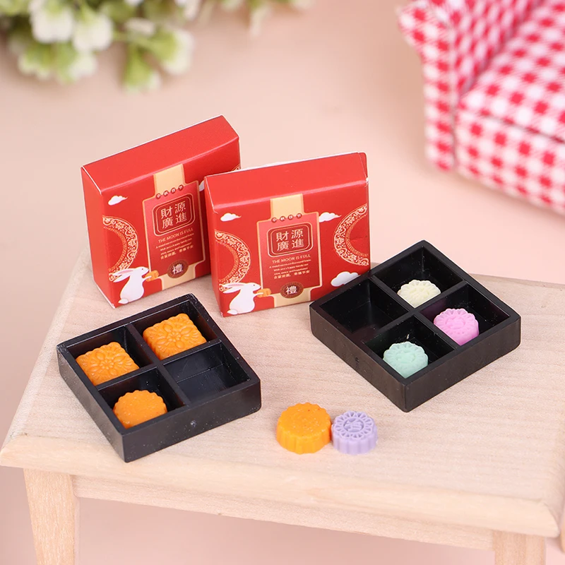

1Set 1/12 Dollhouse Miniature Resin Moon Cake Simulation Food Dessert Model Pretend Play Toys For Doll House Decor Kids