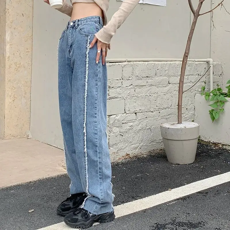 Baggy Jeans Y2k Women's Pants Woman High Waist Female Clothing Streetwear Korean Fashion Vintage Clothes Denim Straight Leg