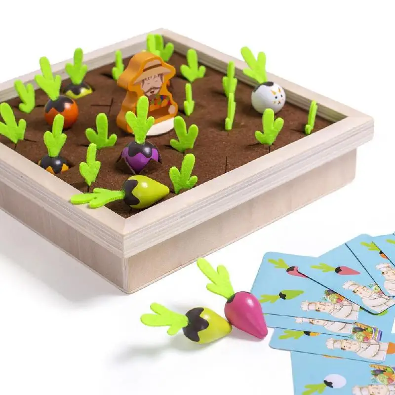 

Children's Wooden Toys Enlightenment Early Education Toys Interesting Vegetable Memory Chess Game Farm Pull Radish Board Game