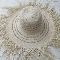casual new handmade women straw sun hat large wide brim girl high quality natural raffia panama beach straw sun caps for holiday