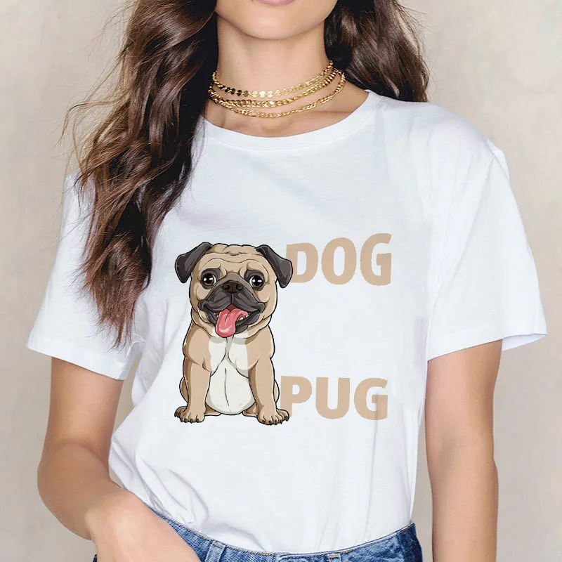 

New Style Summer French Fighting Dog Graphic Print Funny Cartoon Women T Shirt Casual Round Neck Ladies Tshirt