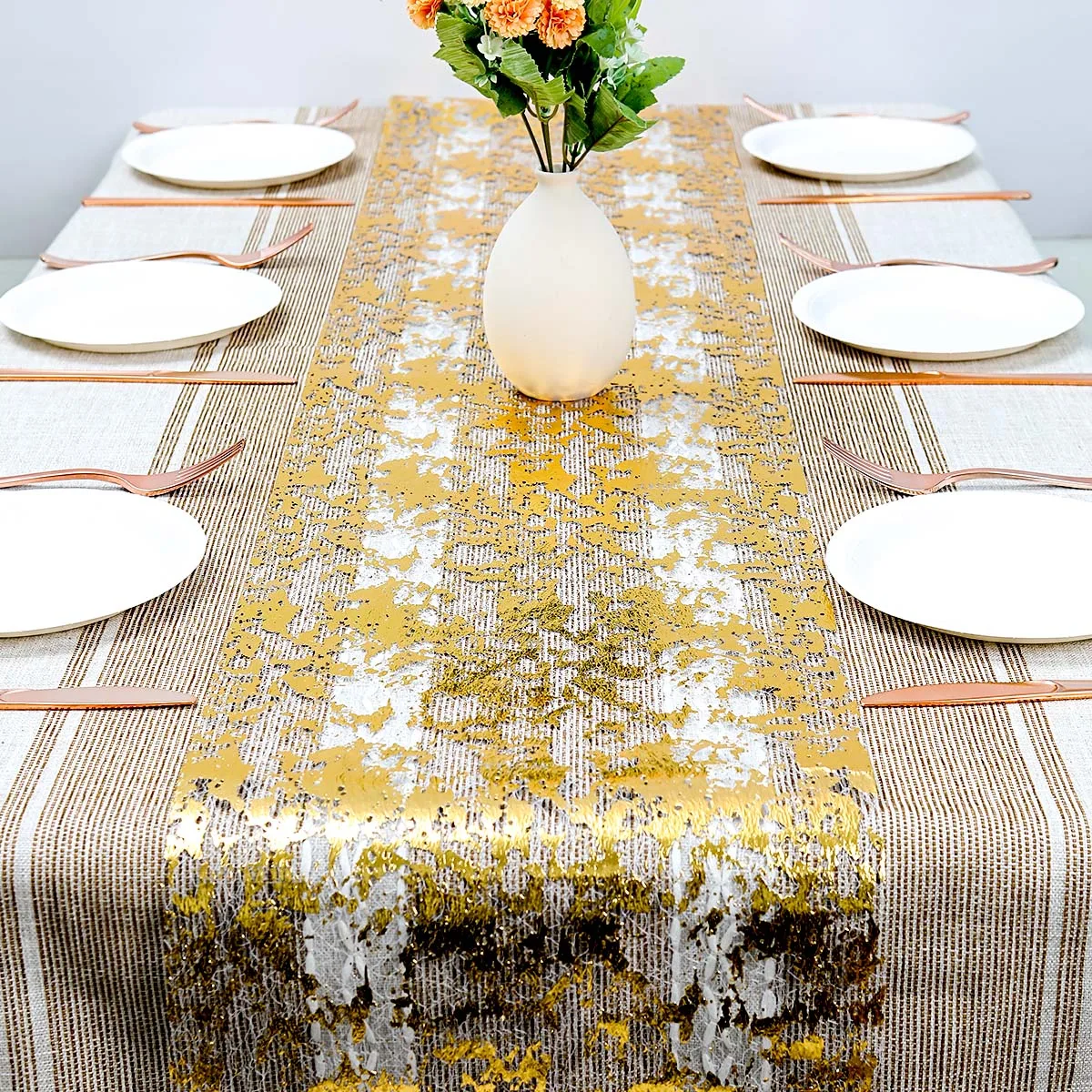 

Sparkle Metallic Gold Table Runner Gold/Silver Sequin Glitter Metallic Foil Mesh Roll Party Wedding Birthday Table Decoration