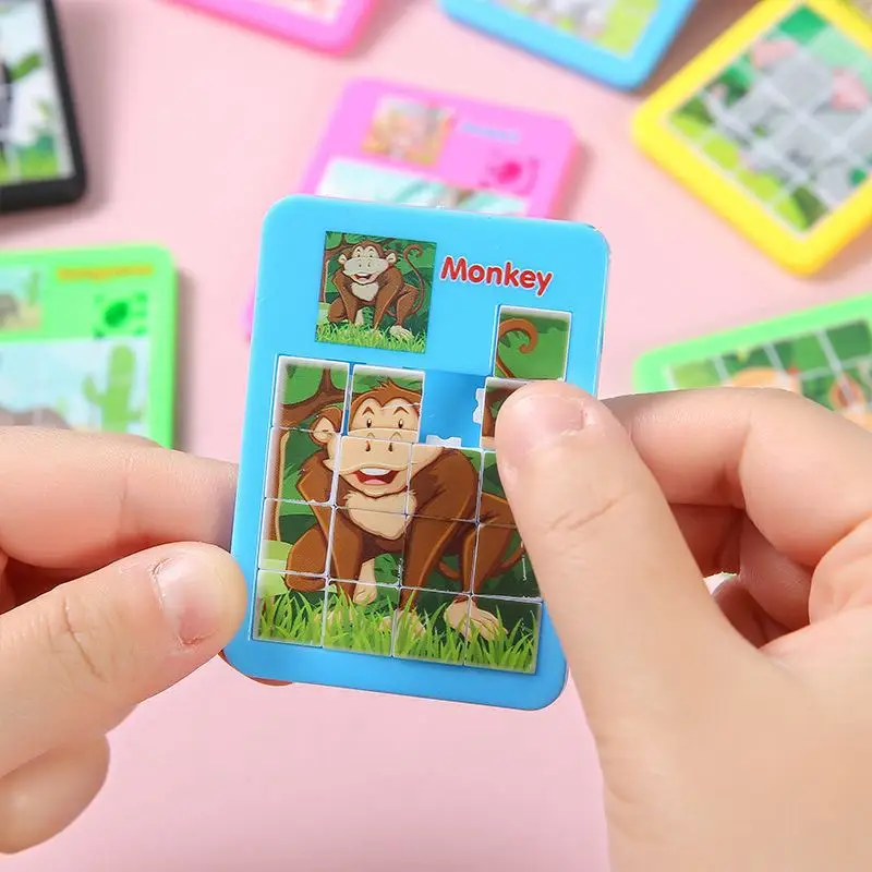 

6pcs Cartoon Animal Puzzle Sliding Puzzle Flat Kids Birthday Party Favor Kindergarten Prize Toy Child Pinata Goodie Bag Fillers