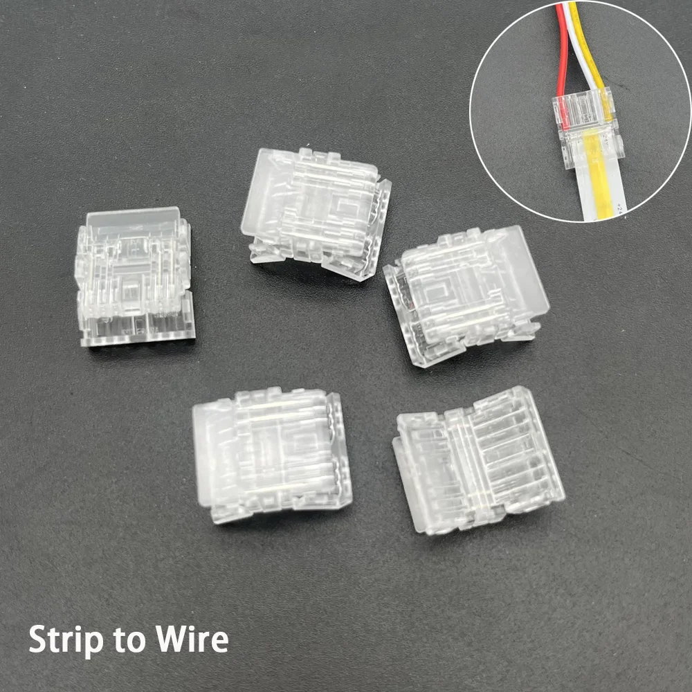 

5 шт. COB светодиодные разъемы для светодиодных лент 3-контактный CCT 10 мм прозрачная плотно пряжка для подключения удлинителя L-образный угловой разъем
