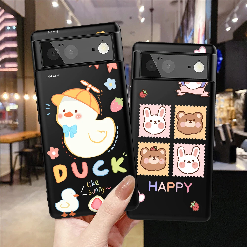 

Cartoon Cute Duck Phone Case for Google Pixel 7a 7Pro 7 6a 6 6Pro 5 5a 5G 4XL 4 2 3XL 2XL 3 3a 3aXL 4a Soft Silicone Cover Capas