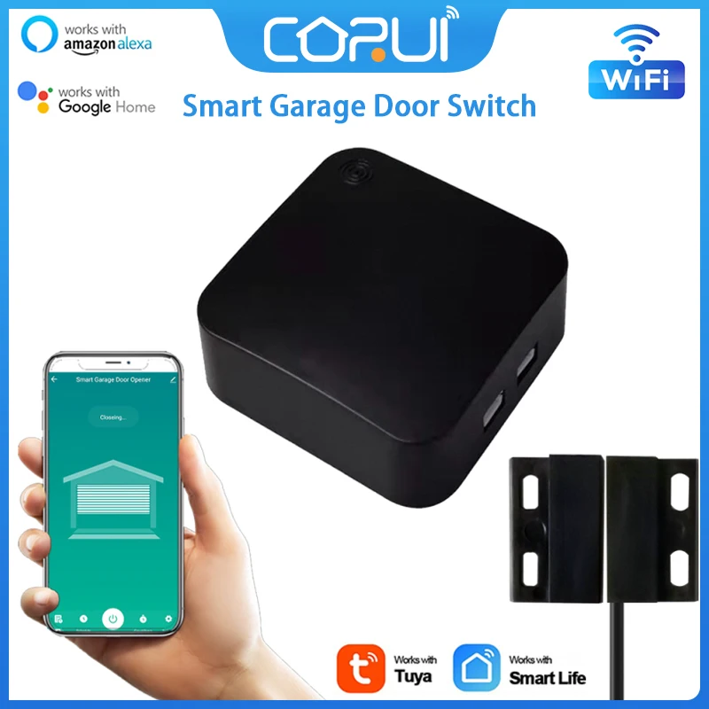 

Умный переключатель для гаражных дверей CoRui Tuya, Wi-Fi, дистанционное управление через приложение, работает с Alexa Google Home