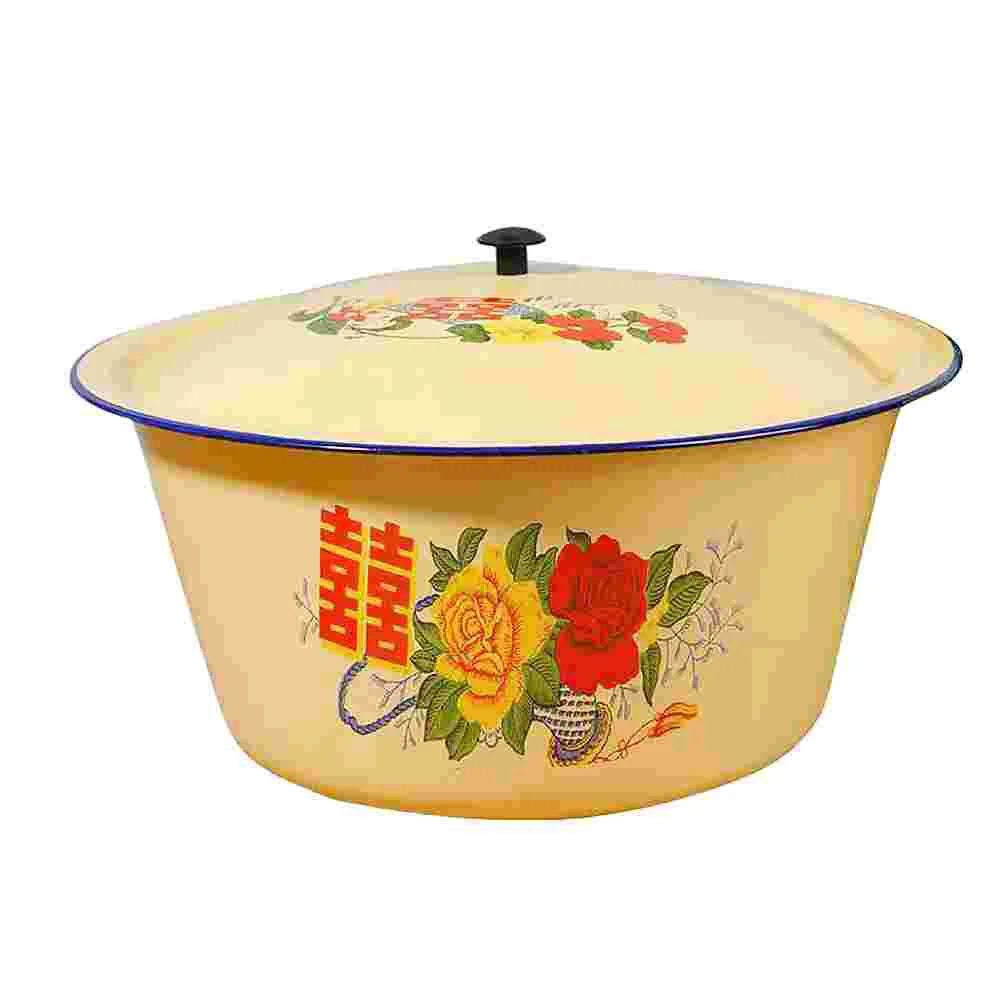 

Bowl Enamel Pot Enamelware Bowls Soup Mixing Serving Basin Salad Plates Vintage Metal Stew Large Kitchen Dish Cereal Washing