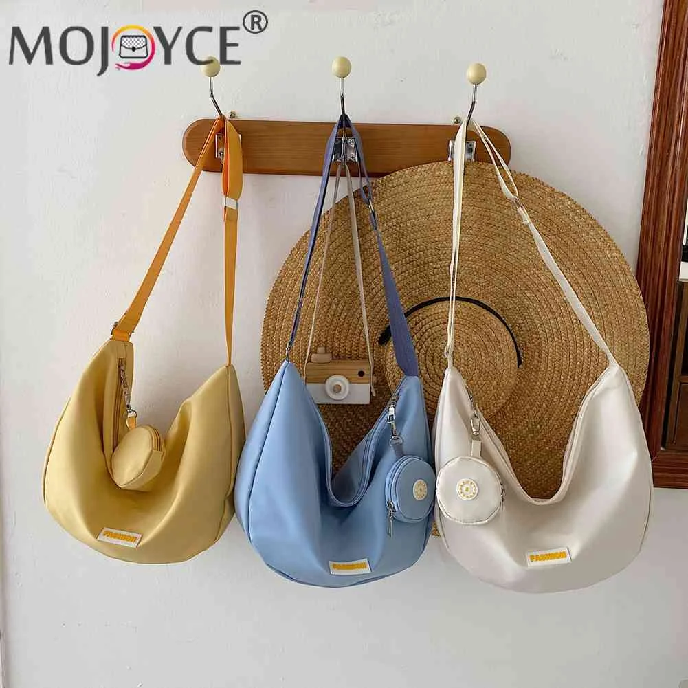 

Hobo Crossbody Bags Men Women Nylon Satchels Zipper with Purse Solid Color Street Sports Travel Purse for Shopping New Fashion