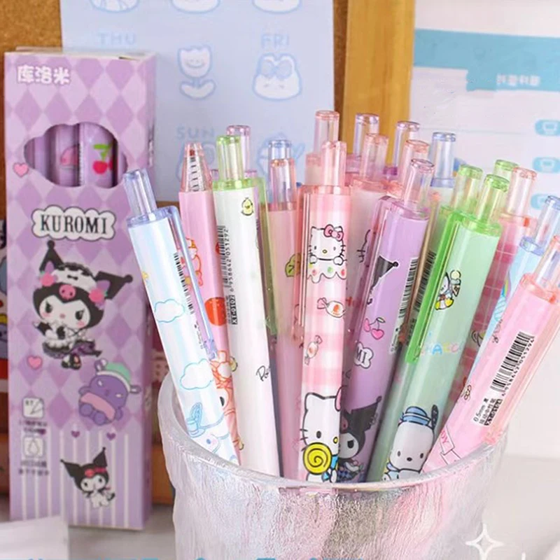 Ручка для письма Kawaii Anime Sanrio Hello Kitty Kuromi 4 коробки быстросохнущая высококлассная