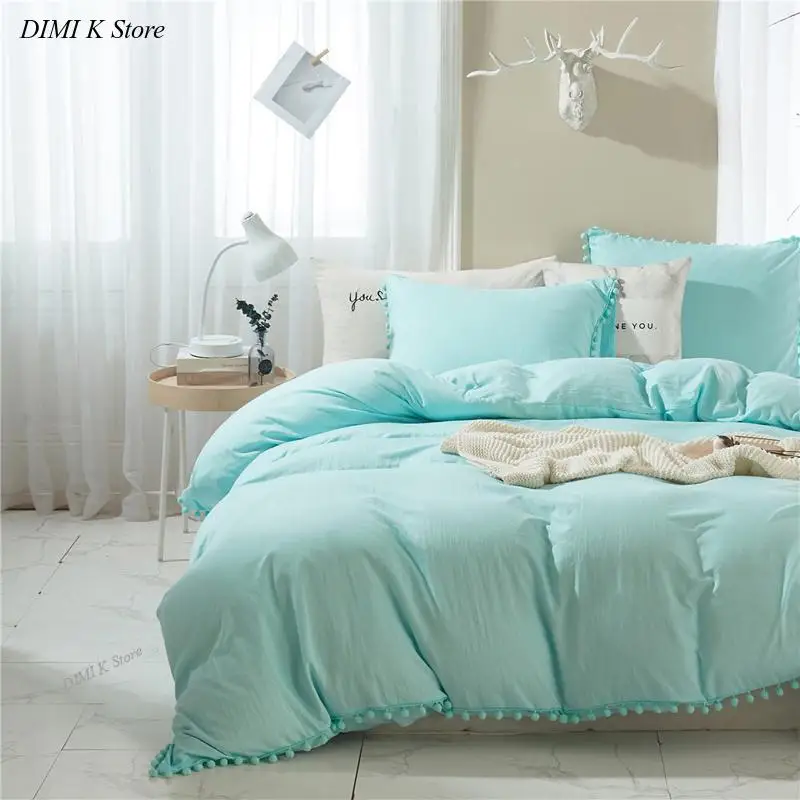 

DIMI Bedspread Quilt Twin Size Bedding Set Bed Linens Polyester Nordic Soft Cute Solid White Red Blue Duvet Cover Set Bedclothes