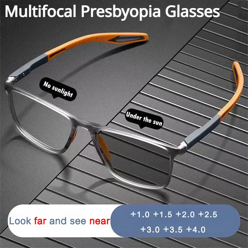 

FG Photochromic Multifocal Reading Glasses Distance and Near Dual-use Sports Non-slip Anti-blue Light presbyopic glasses