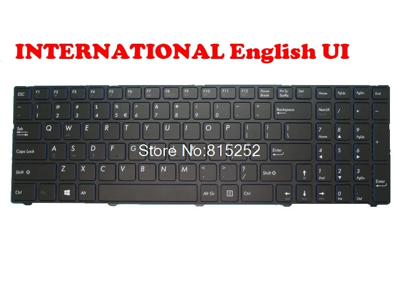 

Laptop Keyboard For Pegatron E15K E15S V150062QS1 UI 0KN0-CNFUI11 Black With Black Frame INTERNATIONAL English UI