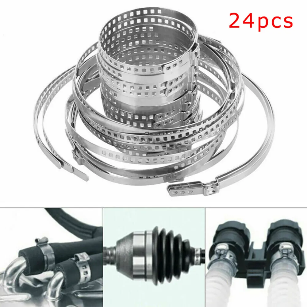 

Auto Replacement Parts 24pcs Car CV Boot Clamp Adjustable Stainless Steel Drive Shaft Axle Joint Clip Crimp-Ear Type Extension