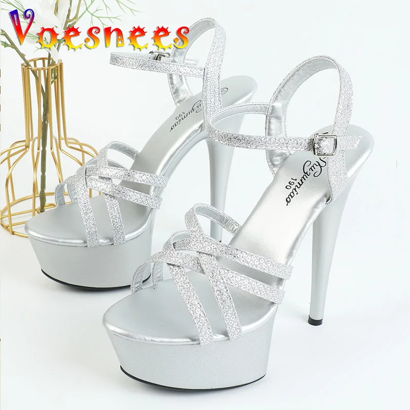 

Туфли-лодочки женские на высоком каблуке 15 см, модные блестящие строгие свадебные туфли, узкие шпильки, цвет серебристый, лето