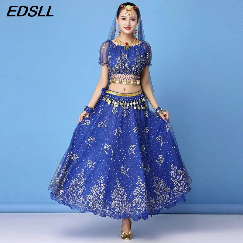 Женское сари для танца живота одежда танцевальных выступлений комплект