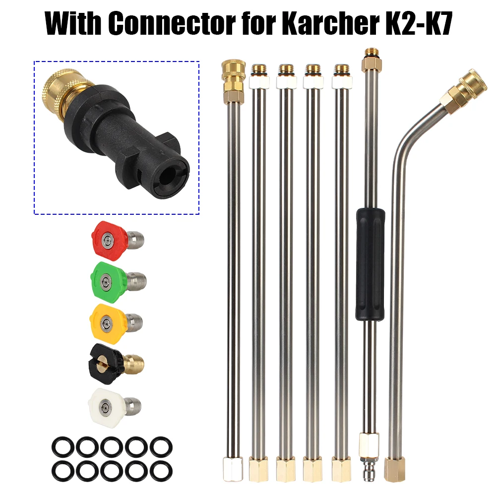 Gutter Cleaning Tool Pressure Washer - Extension Wands, Roof Cleaner Lance Nozzle - 4000 Psi 5 Tips, for Karcher K Series