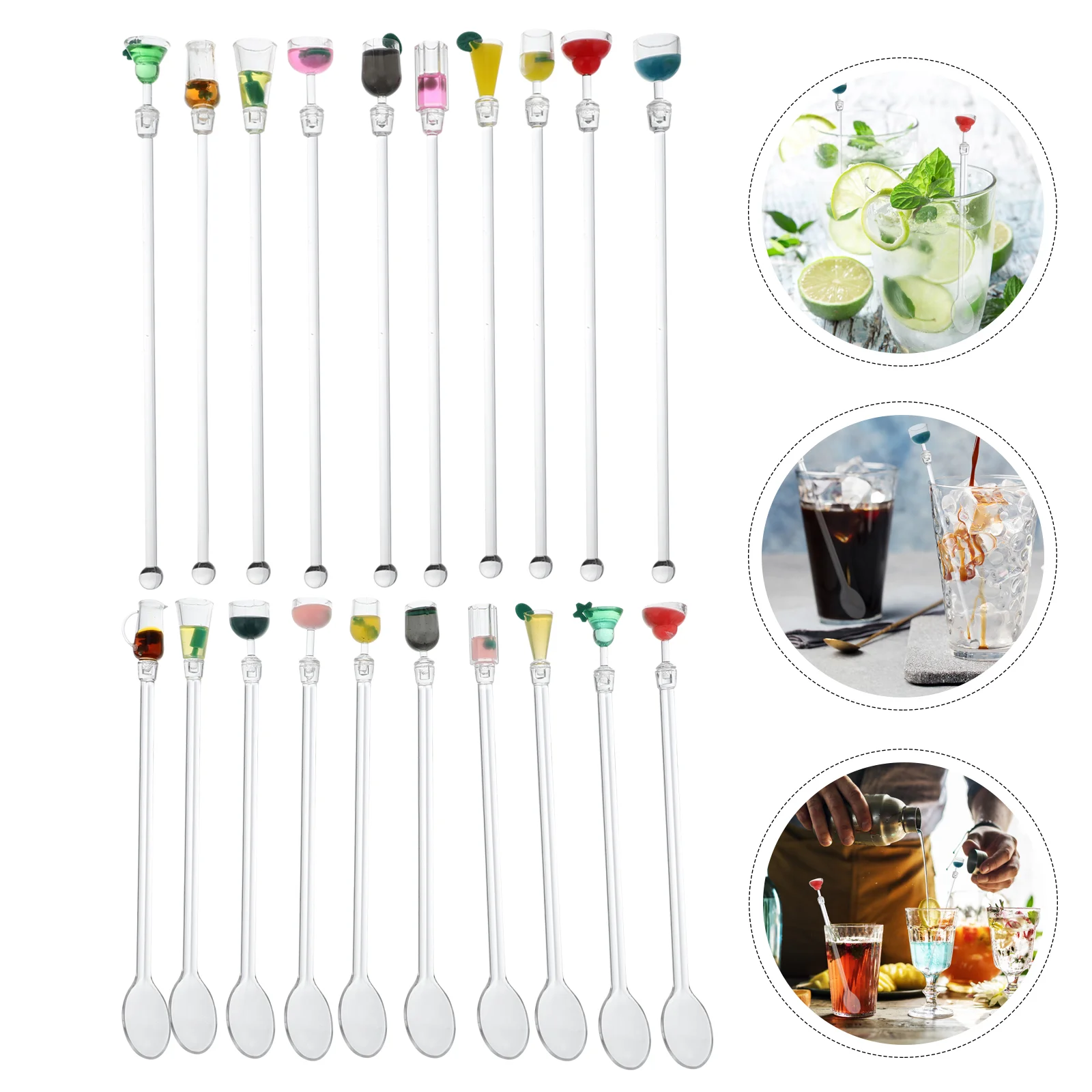 

20Pcs Stirring Sticks Durable Adorable Various Stirring Sticks Mixing Sticks Cocktail Drink Mixer For Bar Pub