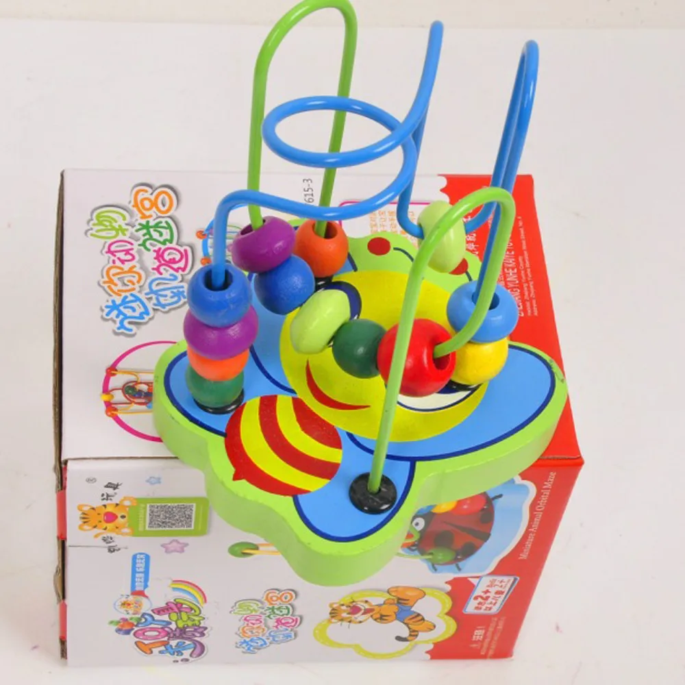 

Kids Baby Colorful Wooden Mini Around Beads Educational Game Toy
