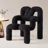 italian minimalist single sofa chair living room light luxury sheep sheared rabbit chair designer creative leisure chair