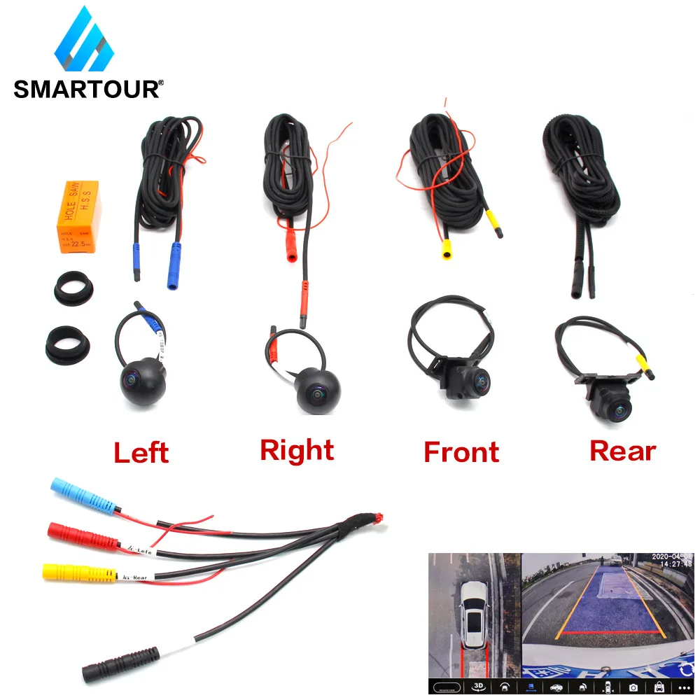 

Автомобильная панорамная система SMARTOUR с камерой на 360 градусов для мультимедийного экрана Android, мультимедийная система Android с функцией 360APP