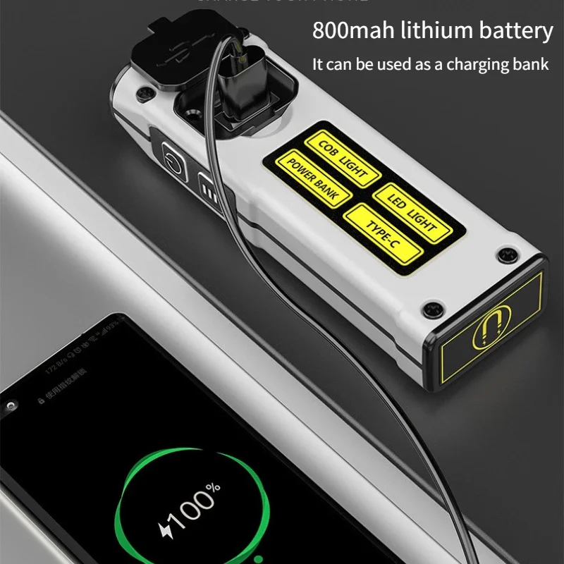 Многофункциональный Мини-фонарик С Двойным Источником Света Перезаряжаемая