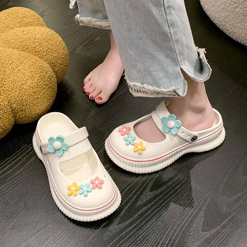 

Женские сандалии Baotou на толстой подошве, Нескользящие шлепанцы для девушек, пляжная обувь на плоской подошве, весна-лето 2023