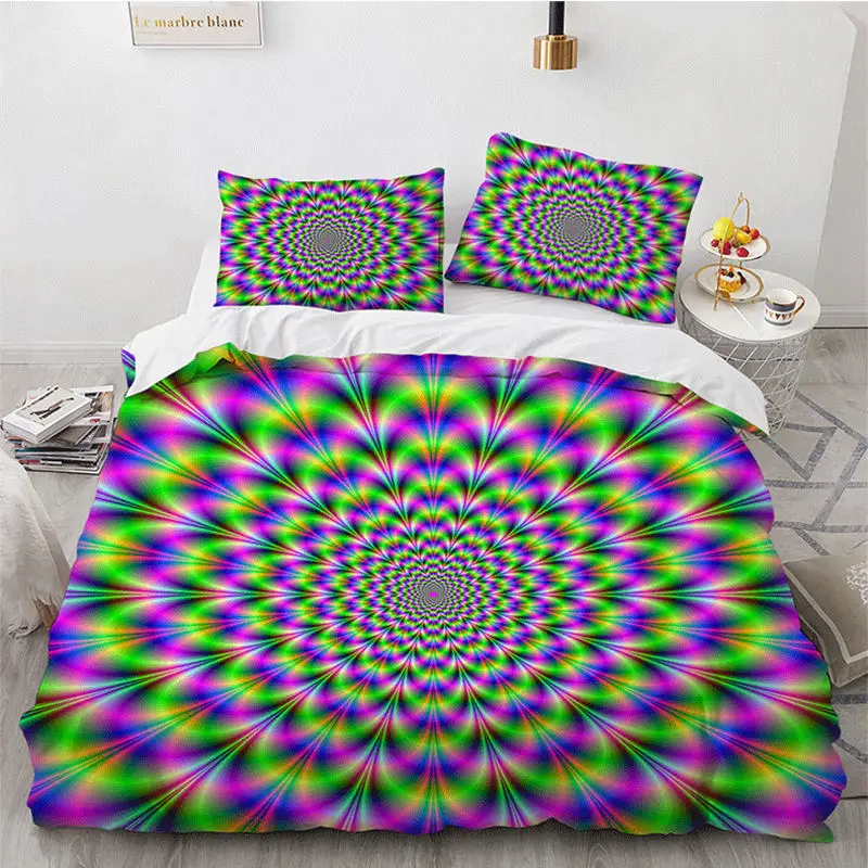 

Psychedelic Spiral Swirl Bedding Set Bohemia Stylish Trippy Pattern Mandala Geometric Duvet Cover Pillowcases Bedroom Decor