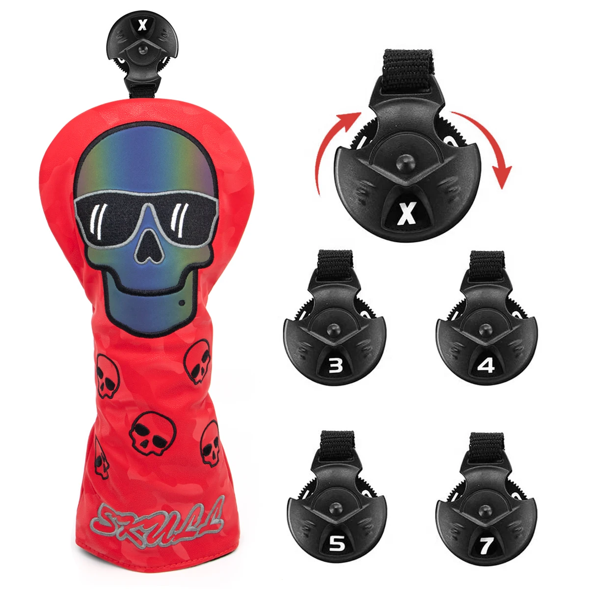 

Новинка, набор головных уборов для гольфа, чехол с изображением черепа, Деревянный чехол, гибридный Чехол, Высококачественная кожа, искусст...