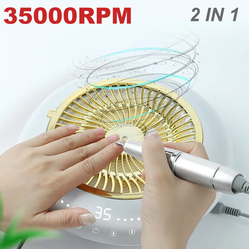 45W 35000RPM Electric Nail Drill Machine Nails Art Tool Handpiece Nail File Equipment Milling Cutter Nail Tools for Manicure
