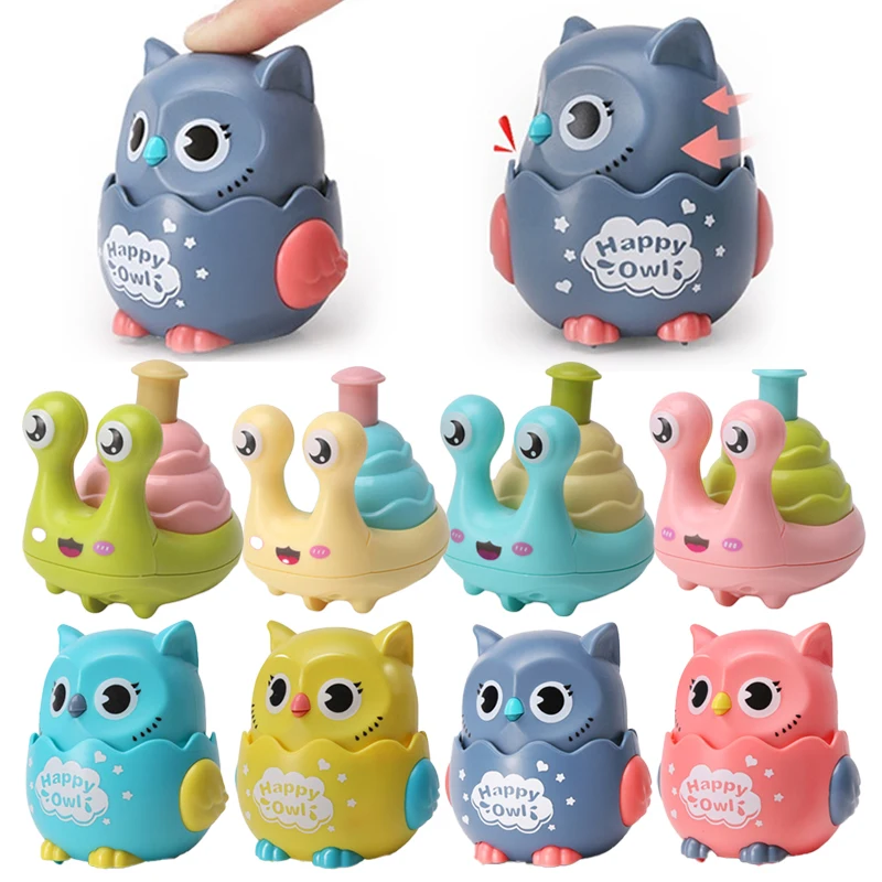 1PC Funny Owl Inertial Car Classic Wind Up Toys Cute Snail Baby Boy Girl Pull Back Toys Kindergarten Kids Gifts Inertial Car Toy