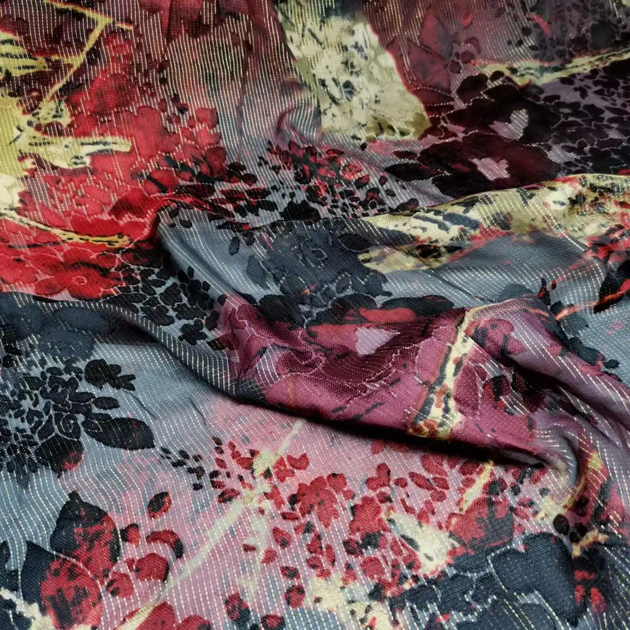 

New Silk Fabric Soft Burnt-Out Pattern With Metallic Brocade DIY Swissdot Cloth Dress Scarf Material