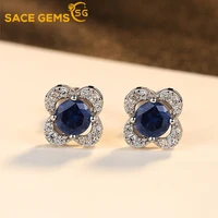 sace gems luxury 100%925 sterling silver 55mm sri lanka sapphire wedding party ear stud earrings fine jewelry eardrop wholesale