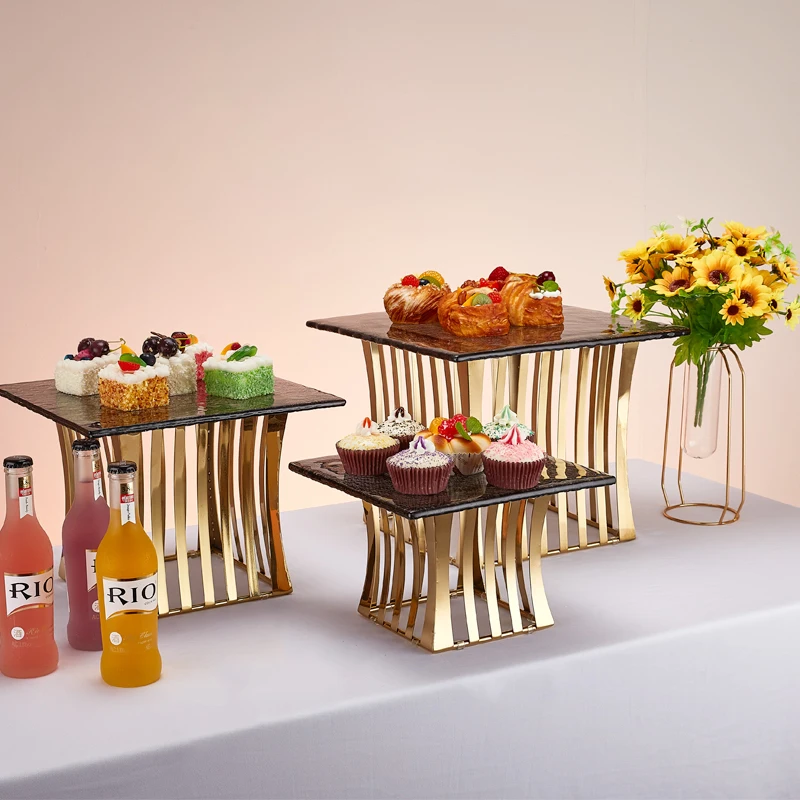 

Multi-scene suitable for metal cake topper rack load-bearing strong tea break fruit plate seat dessert display stand