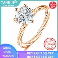 yanhui new rose gold color lab diamond twist geometric ring fashion lady luxury brand design tibetan silver s925 party ring gift