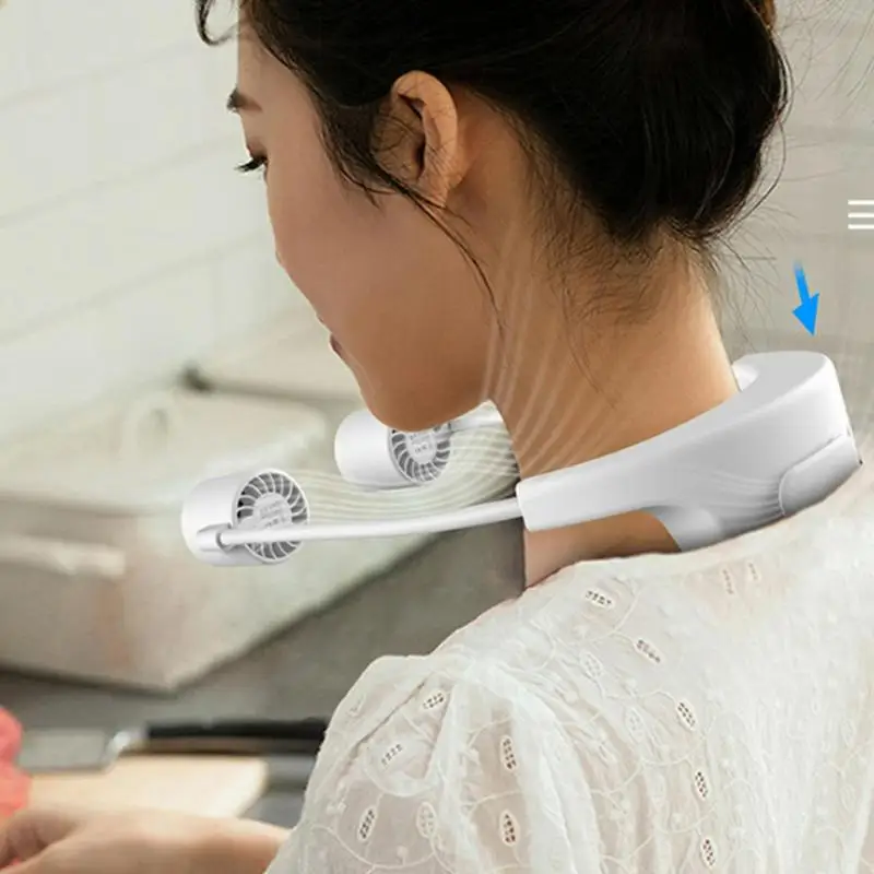 

Cooling Neck Fan Rechargeable Air Conditioner Fans Wearable Cooler With 3 Modes Travel Must Haves Low Noise Mini USB Sport Fan