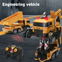remote control car transforming city vehicle engineering with sound lighting rc truck excavator crane kids toy