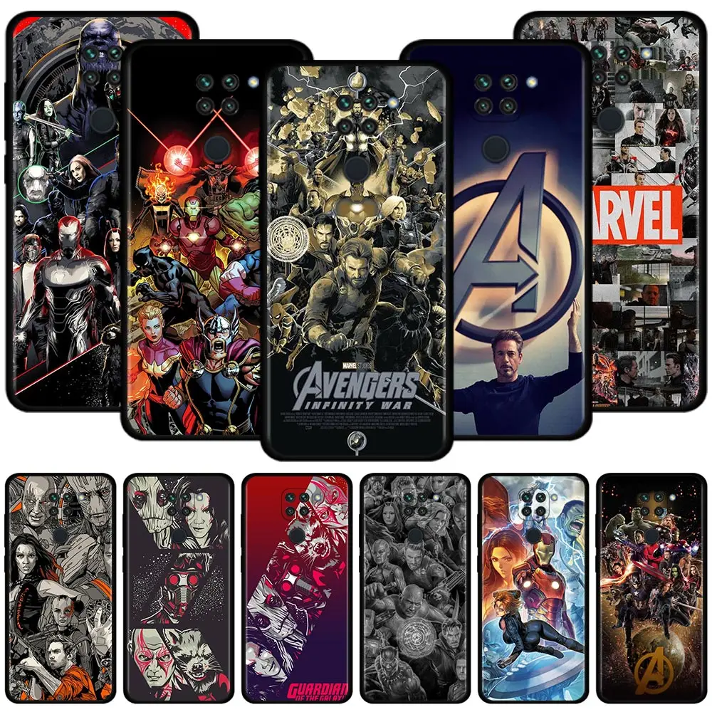 

Phone Case For Xiaomi Redmi Note 9S 9T 9 11T 11S Cover 11 10 8 Pro 8T for redmi K50 K40 9 9A 10 Coque Marvel The Avengers Hero