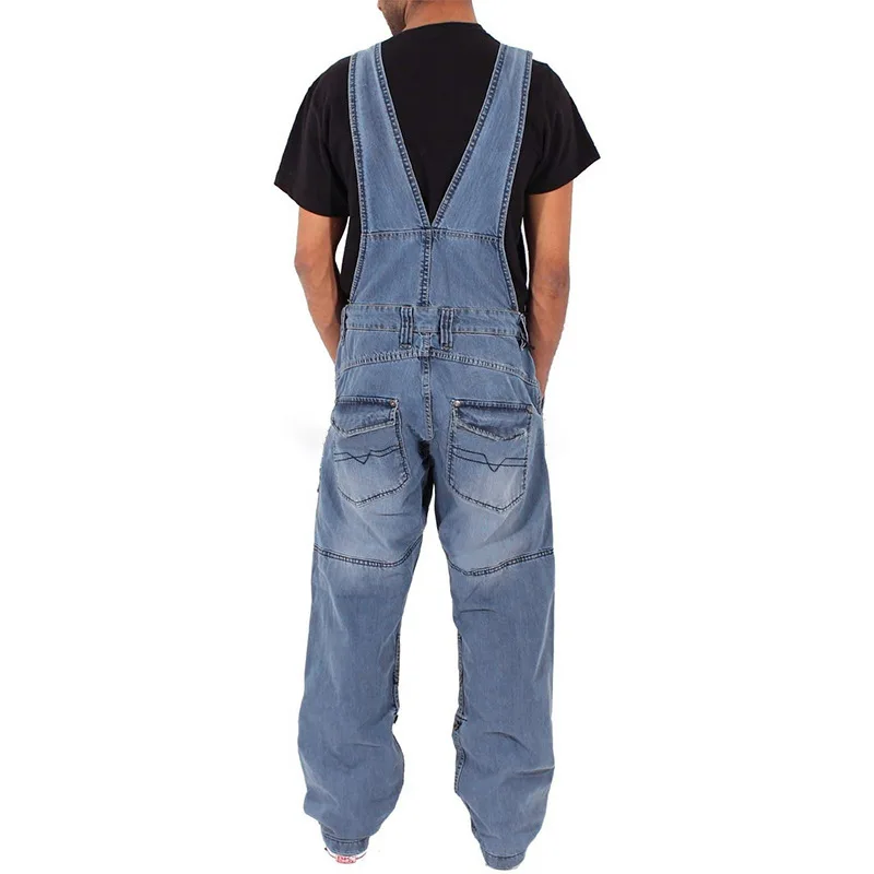 Engineer All-match Overalls Men's Cargo Denim Trousers Simple Multi-pocket Loose Casual Jumpsuit American Straight Jeans Pants