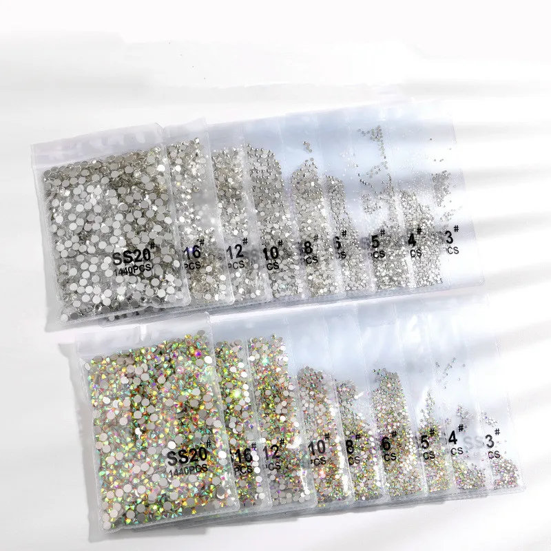 

Super glitter Crystal AB Non Hotfix Rhinestones SS3-SS20 FlatBack Strass Sewing&Fabric Garment Nail Art Rhinestones Decorations