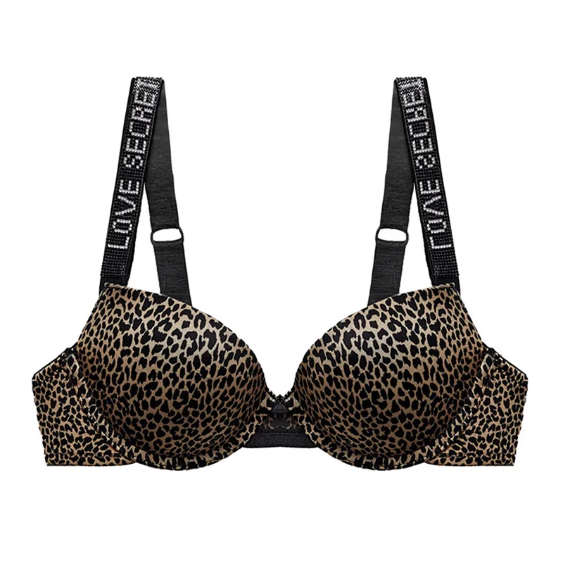 Sexy Shine Strap Bra Women Secret Bralette Underwear  Bras Underwire Push Up Letter Rhinestone Erotic Lingerie