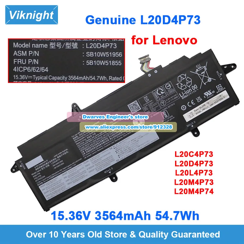 Оригинальный аккумулятор L20D4P73 L20L4P73 15 36 в 3564 мАч для Lenovo ThinkPad X13 Gen 2 3 Series 21BN 21 см 20XH G2