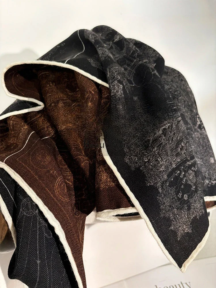 Высококачественный двусторонний гетерохромный шелковый шерстяной шарф женский