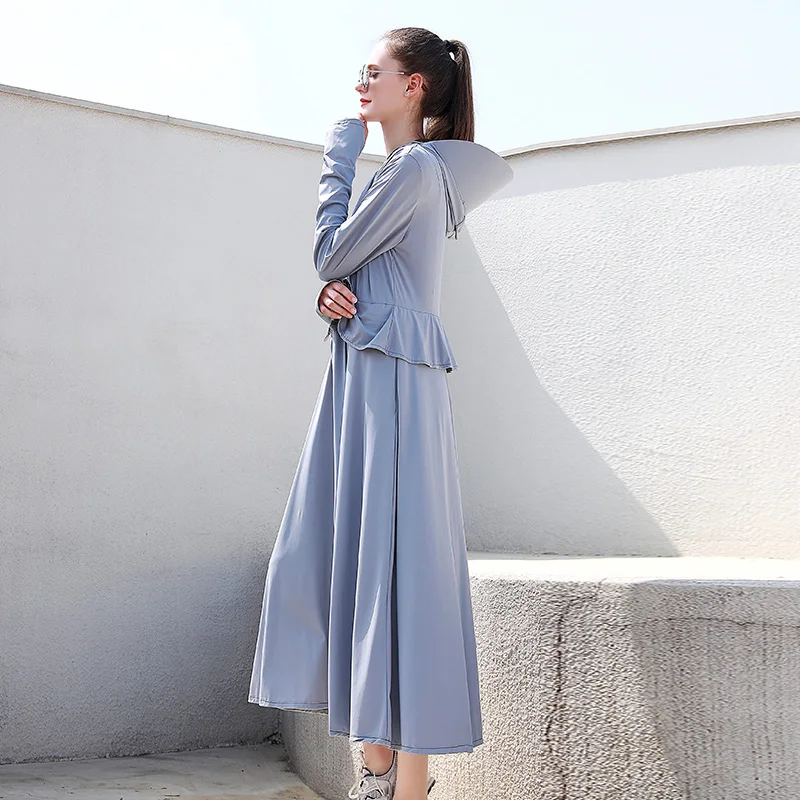 

Long ice silk Sun Protection Clothing Women's Summer Coat thin UV Protection Breathable New Smock Sun Protection Shirts fp98