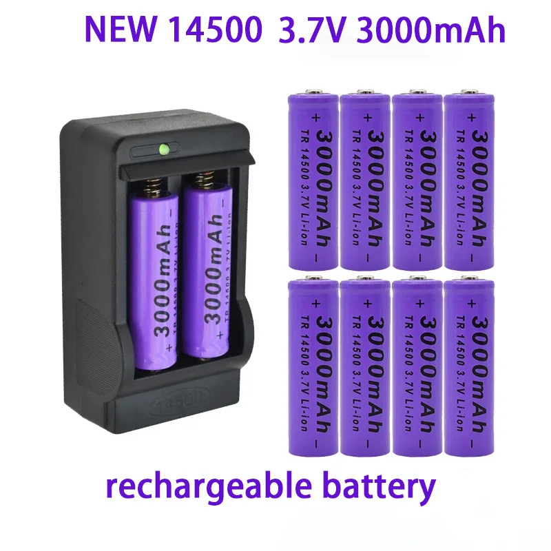

Nouvelle batterie au lithium 14500, 3,7v, 3000mah, plaque de nickel soudable, adaptée à la lampe de poche LED + chargeur 18650