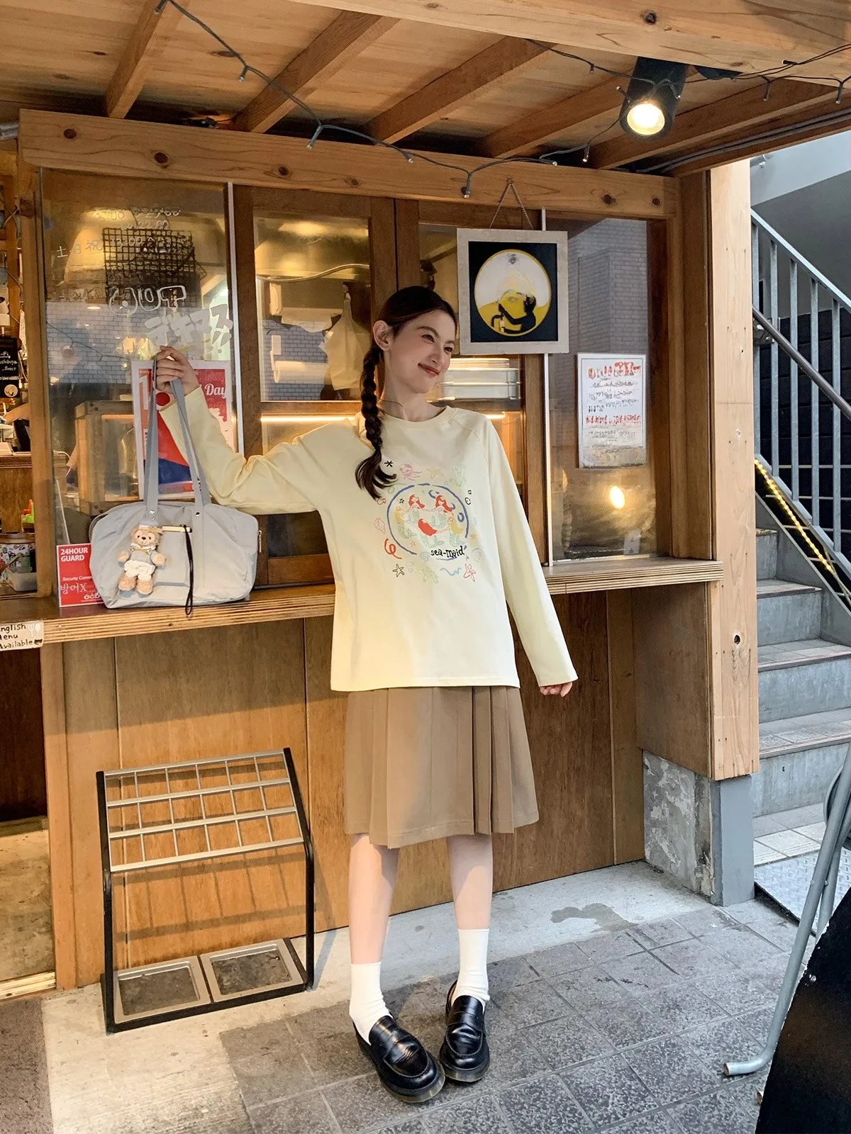 Hello Cannon оригинальная свободная рубашка с длинными рукавами и мультяшным принтом