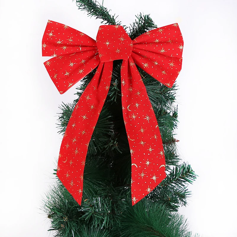 

Christmas Pendant Christmas Bow Decor Big Glitter Star Christmas Bow Tie Decoration DIY Christmas Tree For Party Gift Festival